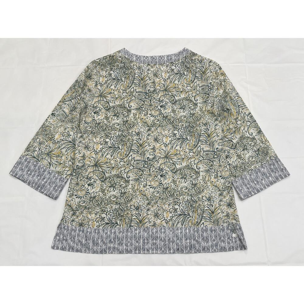 Sigrid Olsen 100% Linen Tunic Top Women's Small Paisley Floral 3/4 Sleeve Boho - Picture 3 of 9